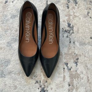 Calvin Klein black leather pumps